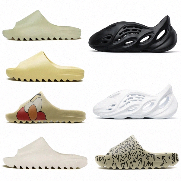 

2021 Slides Slippers Foam Runner Desert Sand Triple Rubber Black Graffiti Bone Flat Resin Slide Sandal Mens Slipper With Box newest1 01Ag#