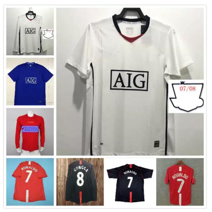 

2007 2008 2009 Ronaldo Rooney Giggs Nani retro soccer jersey 07 09 home away Scholes Tevez BERBATOV VIDIC vintage classic football shirt