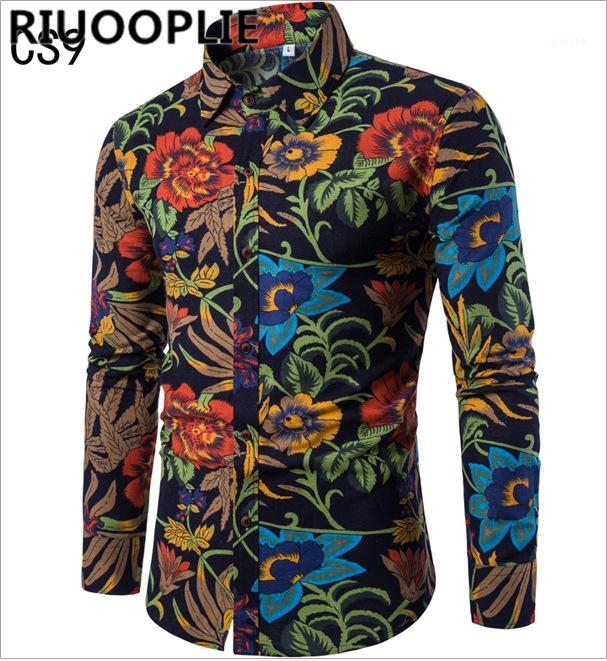 

Men's Casual Shirts RIUOOPLIE Fashion Spring And Autumn Winter Chinese Style Slim Long-Sleeved Shirt Men's Large Size Soft Floral Shirt, Cs10