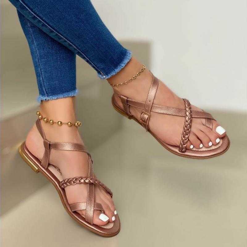 

Summer Women Flat Sandals Fashion Buckle Strap Open Toe Beach Casual Women's Shoes Flats Pus Size Ladies Sandals Y0721, Black