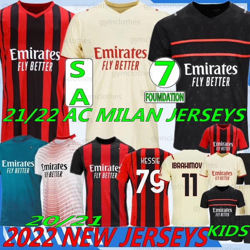 

Thai AC 21/22 Milan IBRAHIMOVIC Soccer Jerseys PIATEK Football Shirt PAQUETA SUSO HIGUAIN CALHANOGLU CALDARA men kids Kits uniforms jersey, Ac milan