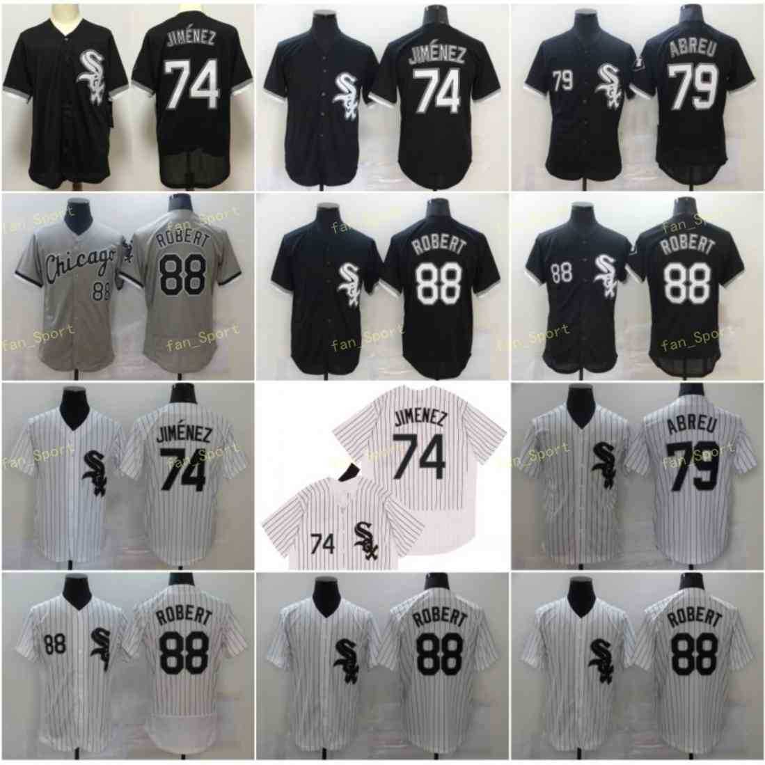 

Mens 88 Luis Robert Baseball Jerseys 74 Eloy Jimenez 79 Jose Abreu Stitched Flexbase Cool Base Team White Black Grey, Men