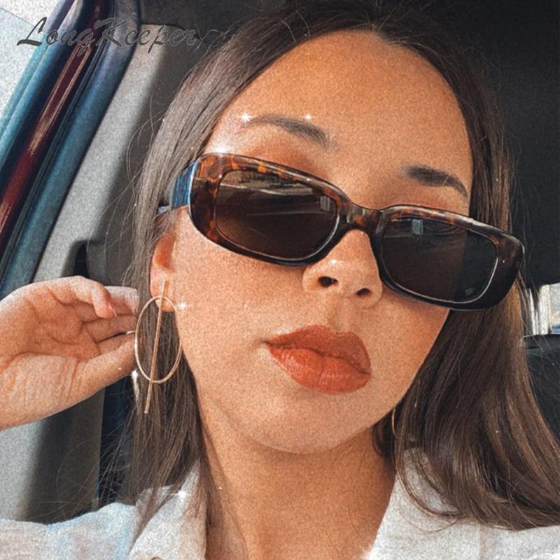 

Sunglasses LongKeeper Fashion Vintage Women Retro Rectangle Sun Glasses Black Leopard Grey Oculos Lunette De Soleil Femme
