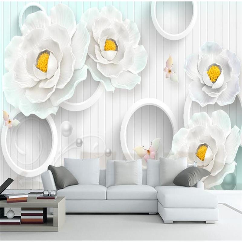 

Shuhiko 3D three-dimensional relief Peony modern minimalist European-style TV background wall custom large mural wallpaper, As pic