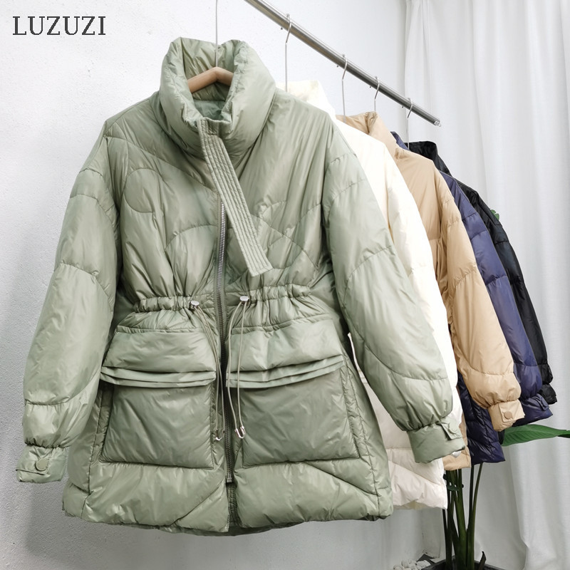 

2021 New Winter Lightweight Jacket Women Thick Warm Batwing Long Sleeve Parka Loose Big Pocket Glossy Duck Down Coat Ydcr, Black