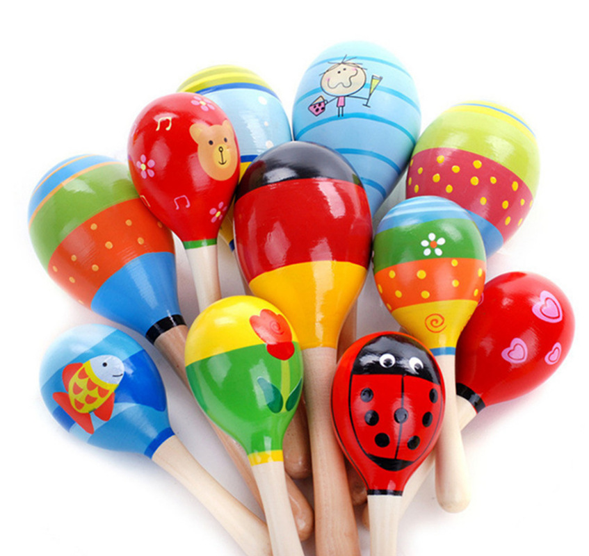 Kids Toys Wooden Maracas Baby Child Musical Instrument Rattle Maracas Cabasa Sand Hammer Orff Instrument Toy RN8152-image-664715788