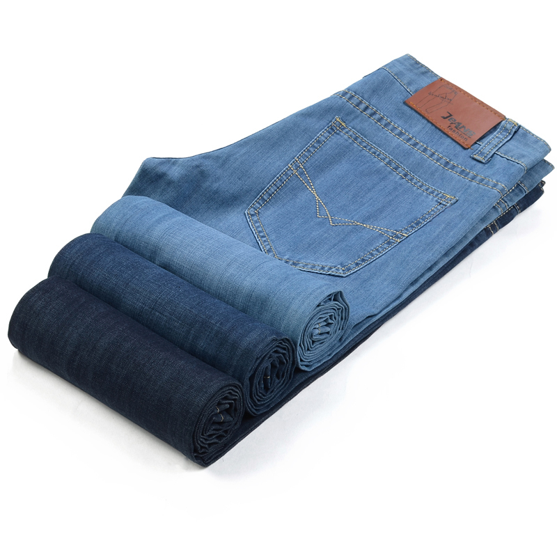 

2021 New Autumn Casual Business Cotton Force Trousers Slim Fit Spring Straight Denim Pants Male Thin Men Jeans 2ze1, Blue