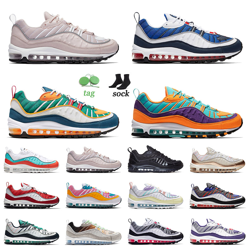 

98 Mens Womens Running Shoes Barely Rose Gundam Cone Easter Pink La Mezcla Air Airmax Max Sports 98s Cosmic Clay Trainers Sneakers, D1 40-45 la mezcla