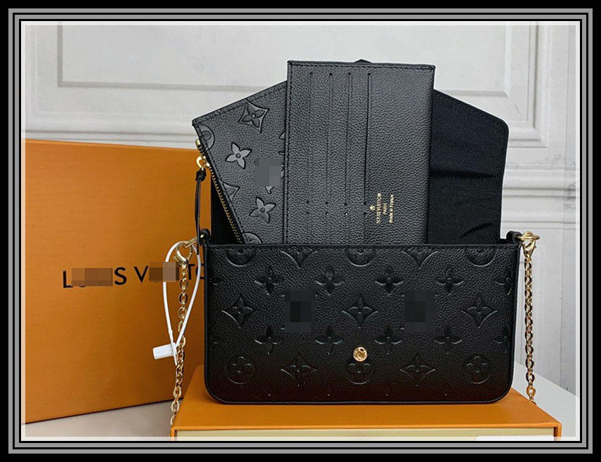 

LVLOUISVITTON VUTTON dd favorite multi pochette felicie accessories handbag genuine leather shoulder crossbody bag purses 3, Golden;silver