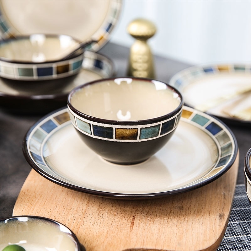 

Yuquan kiln variable glaze ceramic dishes and tableware set type creative rice noodles soup bowl vegetable dish household