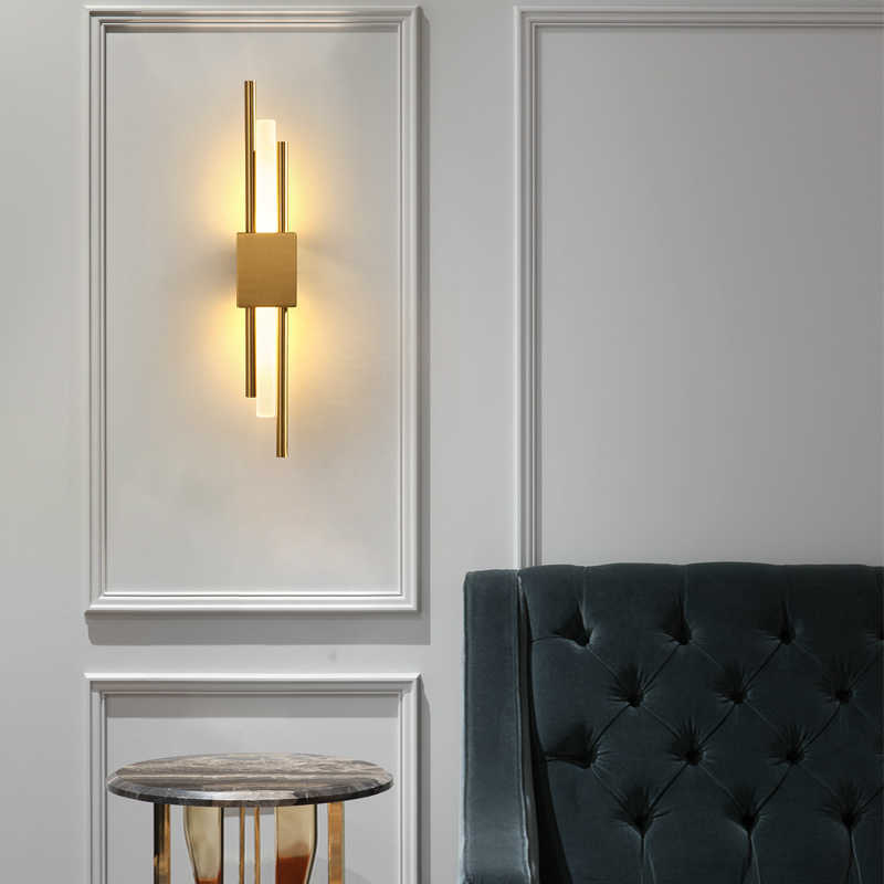 

Modern Stylish Bronze Gold And Black 50cm Pipe LED Wall Lamp For Living Room Hallway Corridor Bedroom Sconces Light Fixture 210724