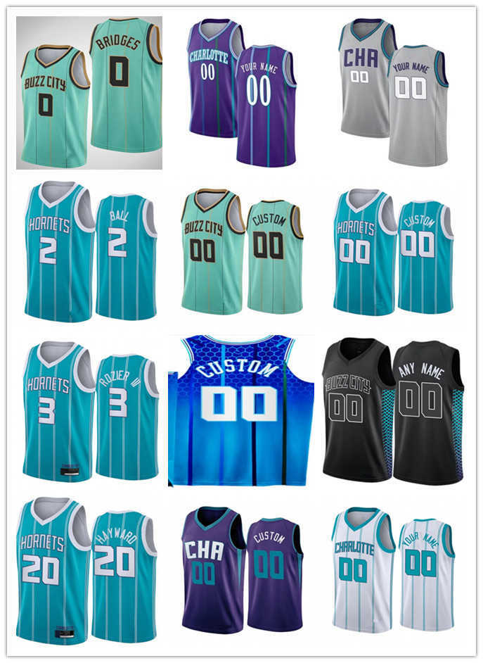 

75th Men Women Youth Charlottes Hornetss 2 LaMelo Ball 3 Terry Rozier III 0 Miles Bridges 20 Gordon Hayward Custom Basketball Jersey, Color