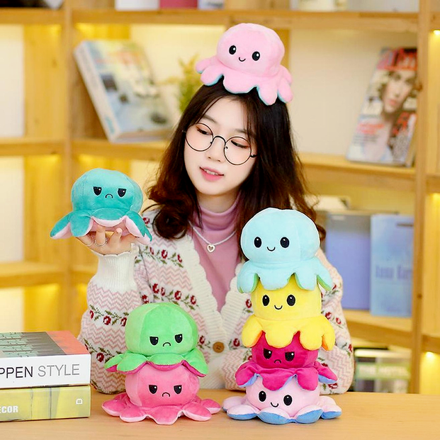

Lowest price!!!US STOCK Reversible Flip Octopus Doll Mood Octopus Plush Toys Double-sided Flip Cute Doll Toys back to school GiftS E11