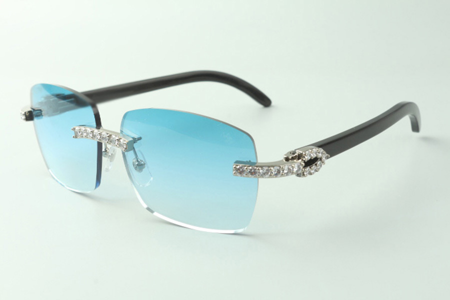 

Classic XL diamond sunglasses 3524025 with black buffalo horn arms glasses, Direct sales, size: 18-140 mm