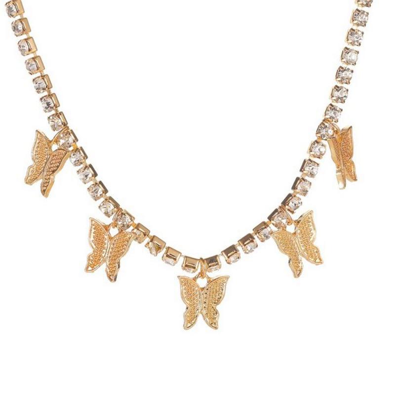 

Chains Gold Silver Color Chain Pendant Butterfly Necklace For Women Layered Charm Choker Necklaces Boho Beach Jewelry Gift Collier