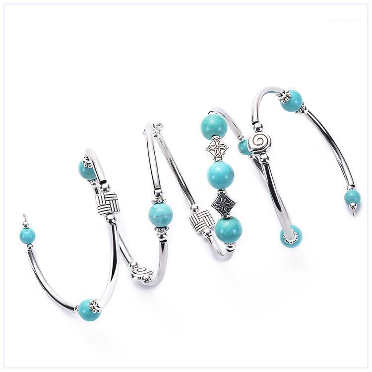 

Natural Lava Blue-vein Matte Stone Multi-loop Winding Bracelet Seven Chakras Four-circle Stretched Retro Bangle Woman Girl Gift