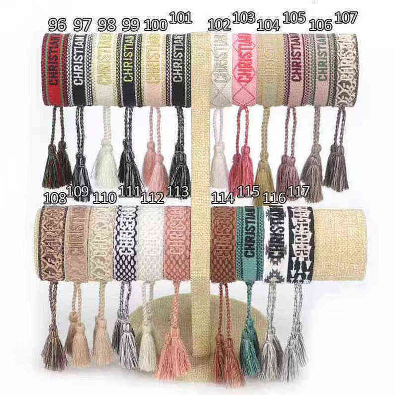 

Brand Bracelet Jewelry Handmade Signature Embroidered Color Cotton Women's Men Woven Tassel Adjtable Lover 0s 7s 8s Eshw