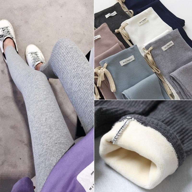 

Maternity Bottoms Pregnant Women's Autumn Winter Thickening Leggings Threaded Cotton Plush Thickened Pants Abdominal, Light gray thick