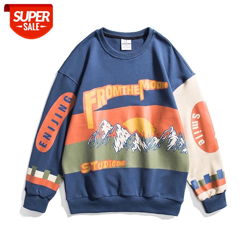 

SEVEYFAN Men's Hip Hop Sweatshirts Harajuku Mountain Printed Hoodies Pure Cotton Pullover for Male #YU1c, Black