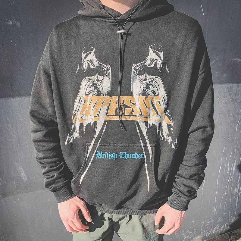 

2021 New Streetwear Represent Vintage Hoodie Men Women 1:1 High-quality Thunder Angel Printing Pullovers Winter Retro Sweatshirts 33ut