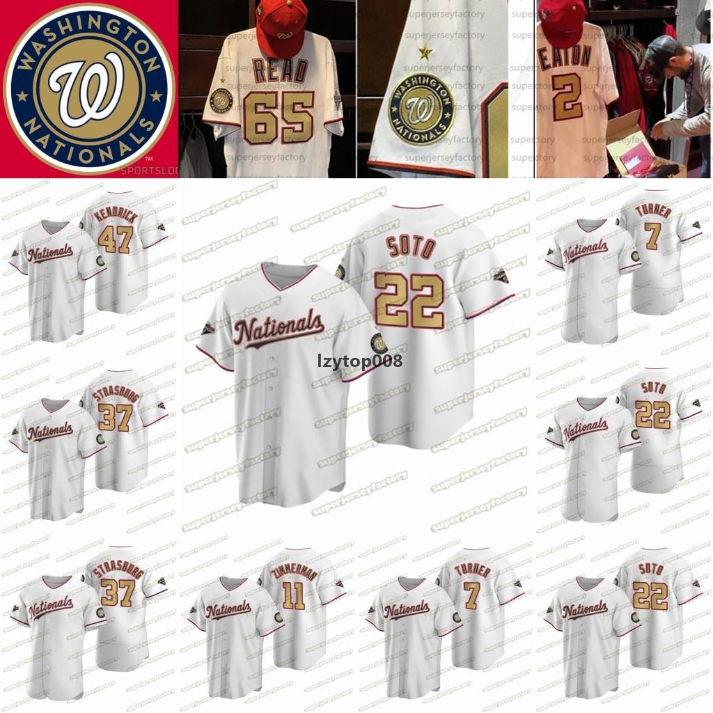 

free shipYouths 2020 Gold-Trimmed Championship Jersey Juan Soto Max Scherzer Martinez Kendrick Zimmerman Barraclough Corbin Baseba, Blue;black