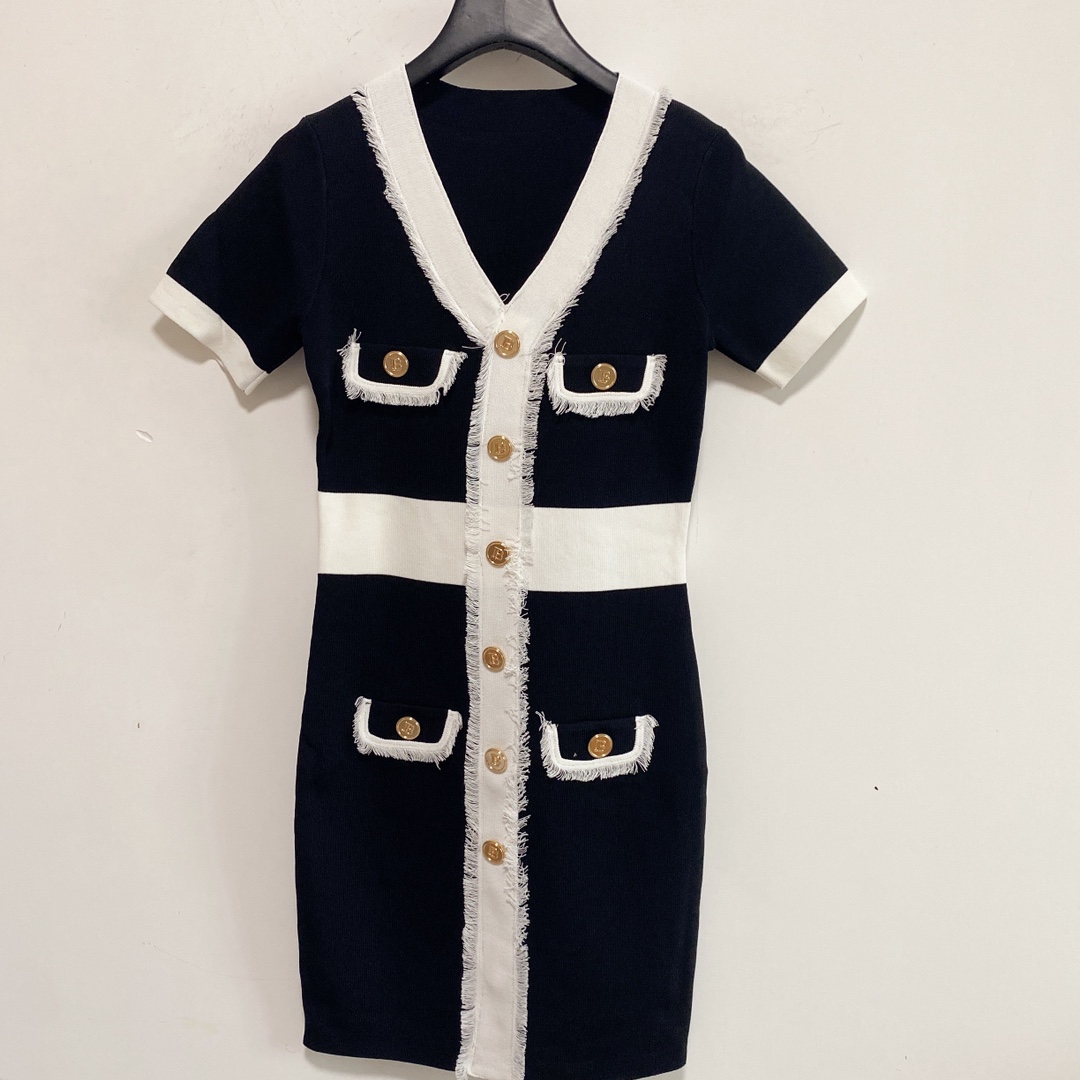 

Shipping Free 2021 Autumn Blue/White/Black Print Autumn Women' Dresses Brand Same Style Women' Runway Dresses DH076