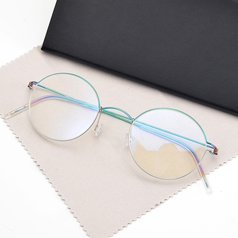 

2021 New Rim Titanium No Screw Eyewear Prescription Eyeglasses Women Round Myopia Optical Korean Glasses Frame Men KPGQ