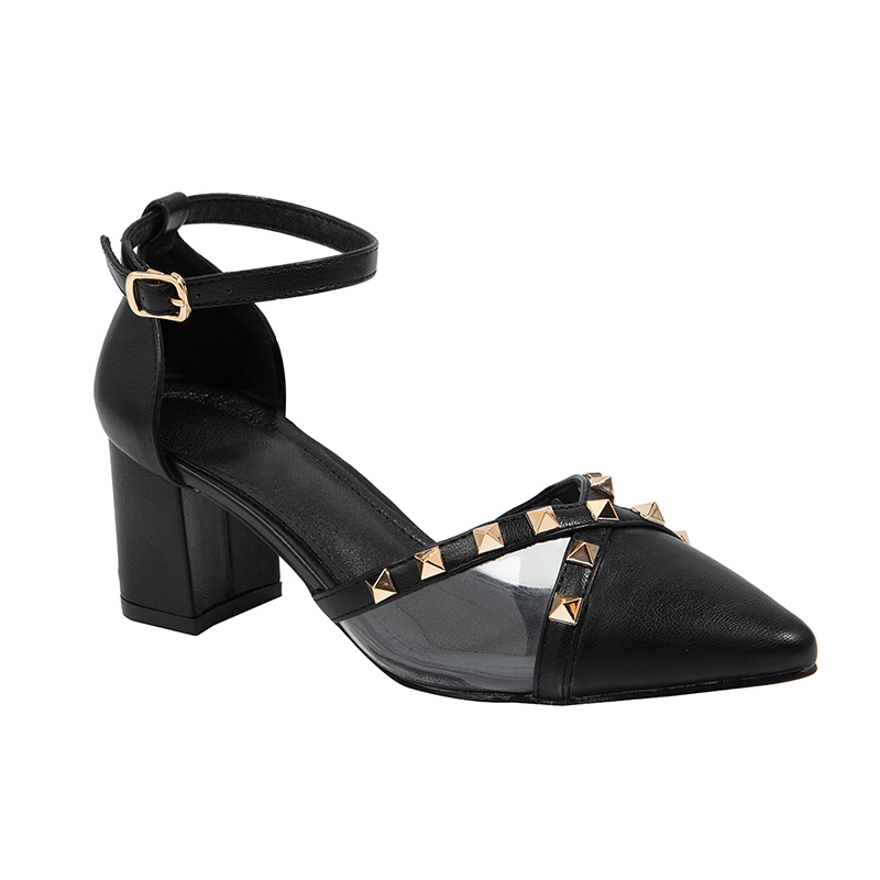 

Baotou Sandals, nymphs, Spring and Summer Fashions, Rivet Mesh, Hollow Sole, pointed high heels, Black