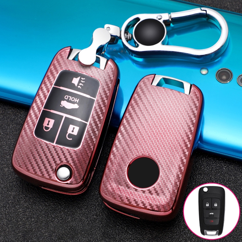 

For Buick Folding 4-button Car TPU Key Protective Cover Key Case with Key Ring