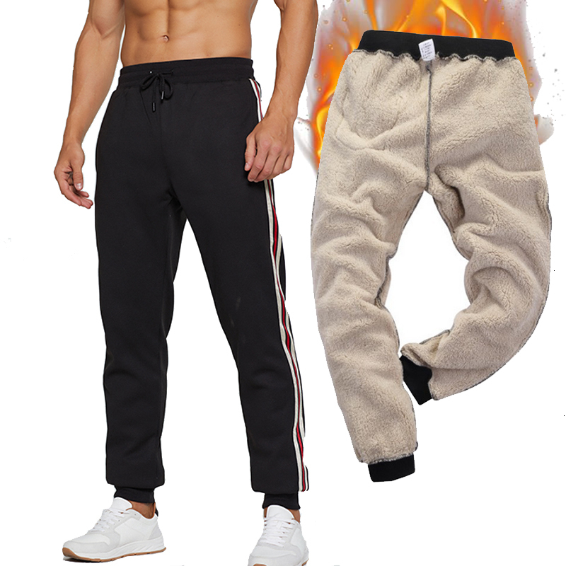 

2021 New Men's Winter Classic Brand Sweatpants Super Warm Thick Cashmere Trousers for Fleece Male Long Outdoors Pants Men KL1W, Lk46grey