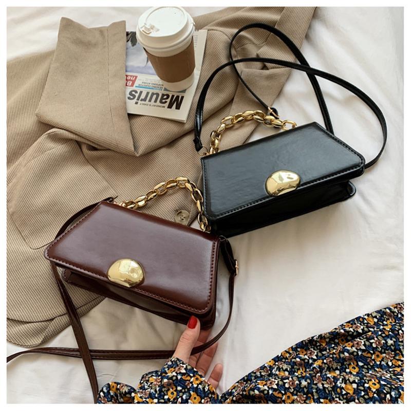 

2021 new Pu trapezoidal three dimensional small square bag metal chain big nose Single Shoulder Messenger Bag wholesale, Brown (small)