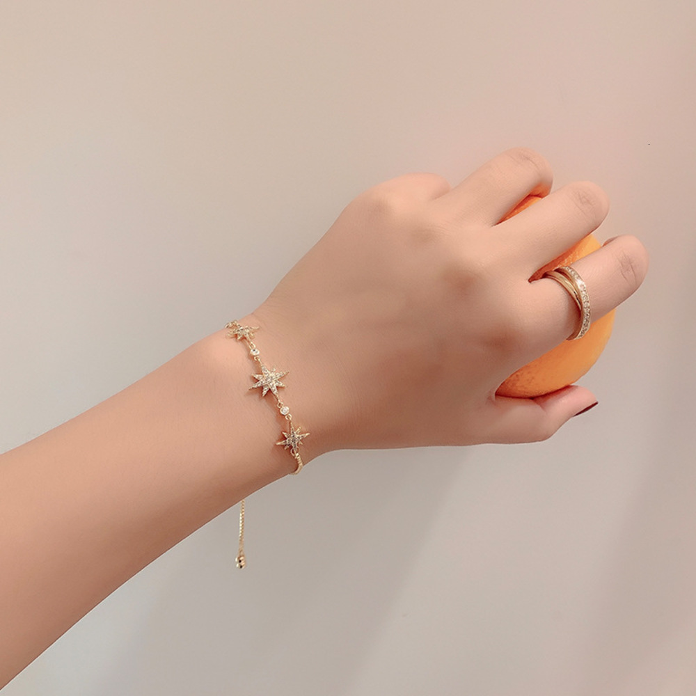 

,bracelet Japan and South Korea luxury six Star Bracelet, Golden;silver