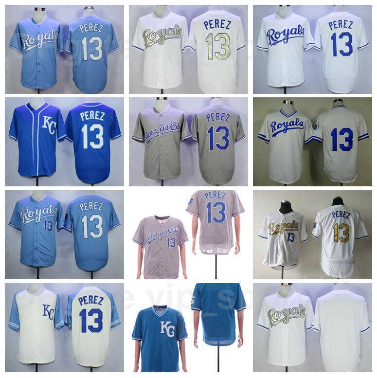 

Men Vintage Baseball 13 Mike Aviles Retro Jersey All Stitched Pullover Flexbase Cool Base Cooperstown Blue White Grey Team Retire 1974