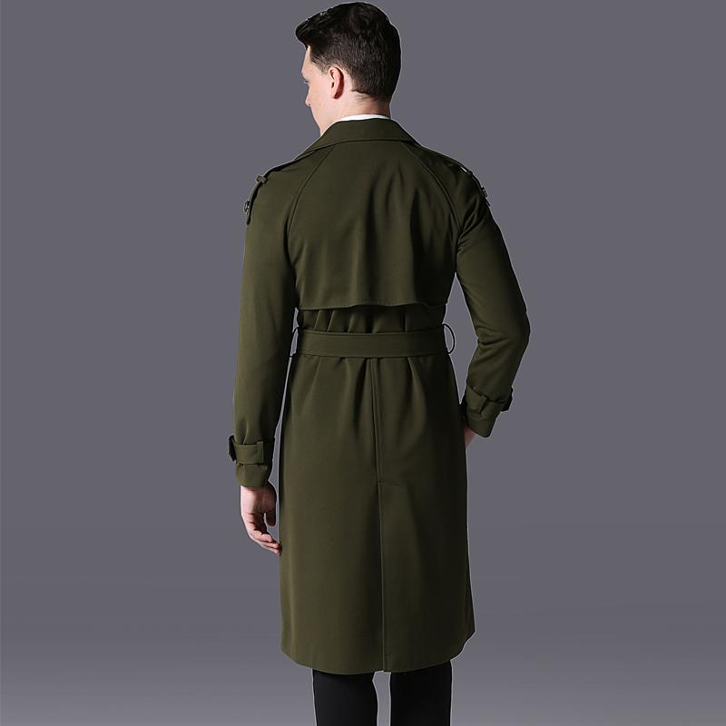 

Men's Trench Coats Long Windbreaker Plus Size Army Green Coat Double-breasted Windbreakers For Men Abrigos Hombre KJ275