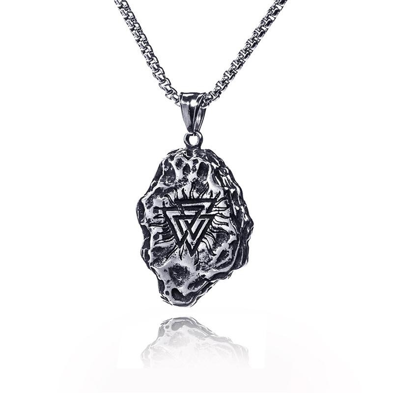 

Chains Northern Europe Viking Knot Power Triangle Pendant Chain Necklace For Men Male Punk Goth Gift, Silver