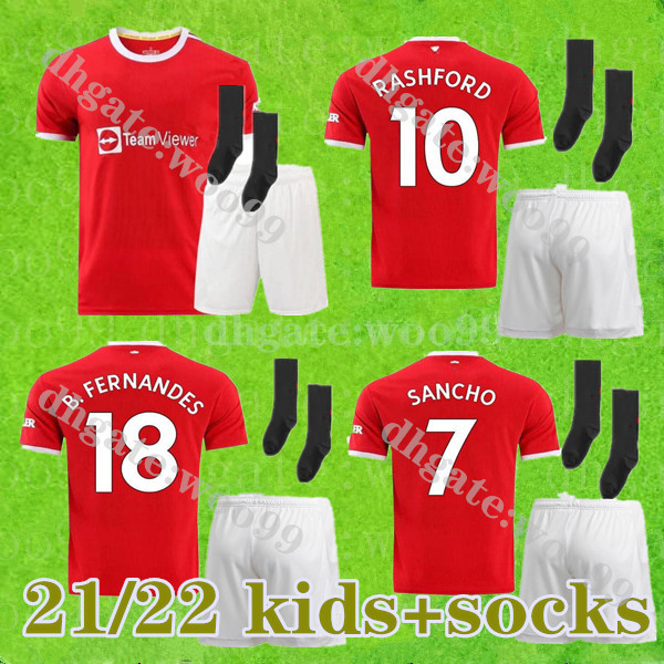 

2021 manchester SANCHO soccer jersey home 21  Men kit pogba alexis RASHFORD LINGARD football shirt kids kit+socks, 20/21