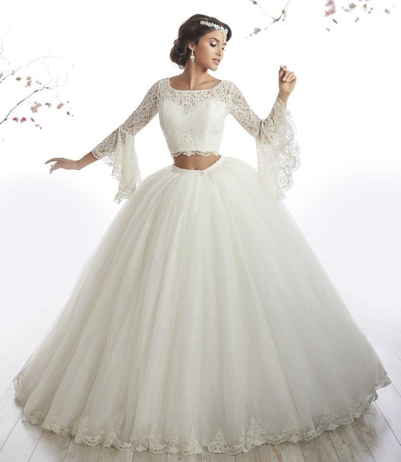 

2021 New Arabic Style Ivory Lace Sleeve Two Piece Quinceanera Gowns Vestidos De 15 Anos Debutante Ball Gown Long Prom Es Nbmc, Green