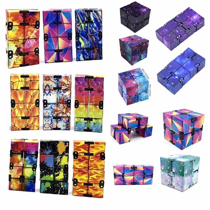 

US stock Metal Infinity Magic Creative Galaxy Fitget toys Antistress Office Flip Cubic Puzzle Mini Blocks Decompression Toy CJ11