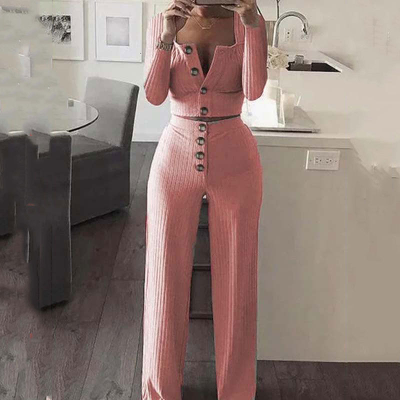 

2021 New Spring Tracksuit Sexy Crop Tops Pant Suit Striped Two Piece Set Top and Pants Female Track Suits for Women P121, Burgundy
