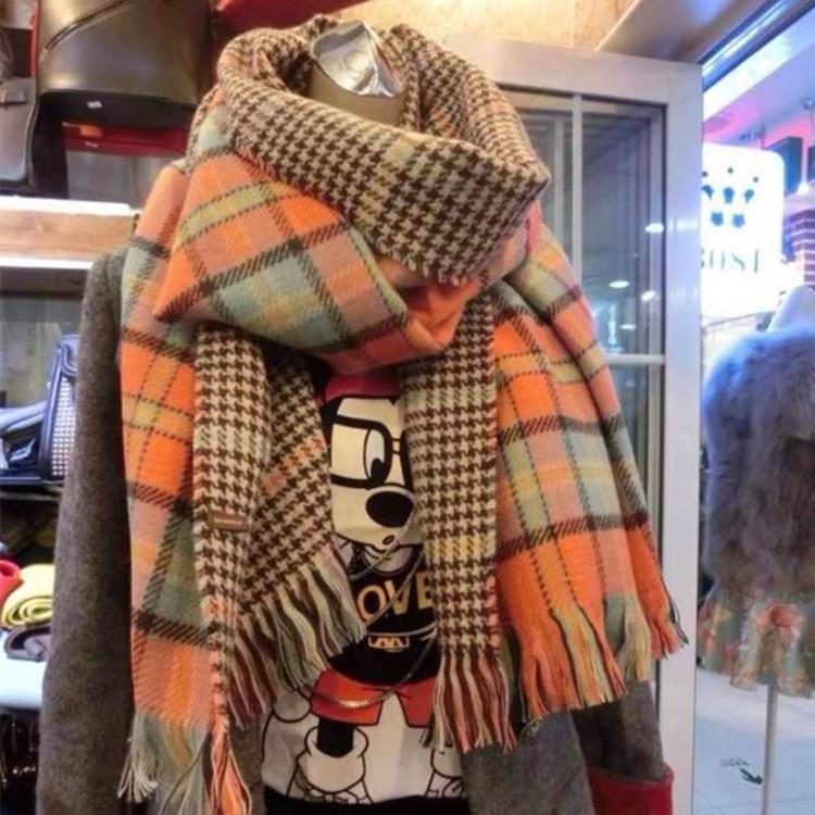 

Scarves Double Face Plaid Scarf Autumn And Winter Thickened Shawl Warm Cashmere Proof Student Lady Korea 185*55cm