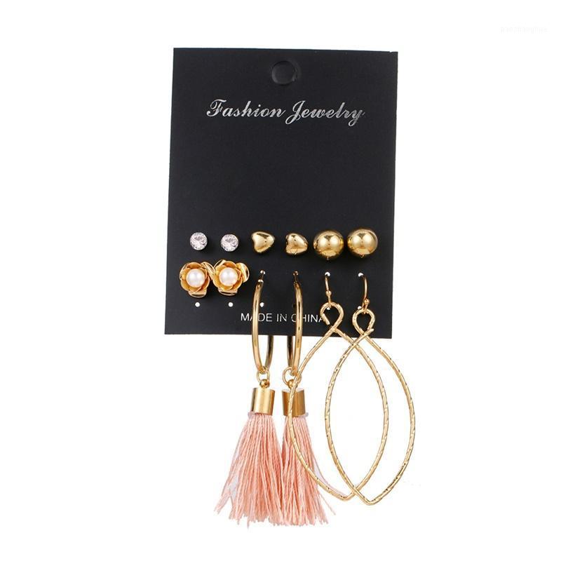 

Stud Women's Earrings Set Pearl For Women Bohemian Fashion Jewelry 2022 Geometric Crystal Heart, Golden;silver