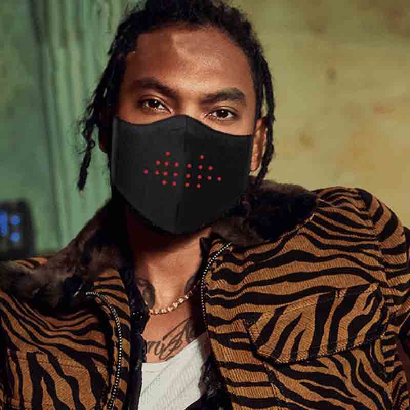 

New LED display colorful luminous voice control mask holiday music party voice luminous mask cotton Hot Sell