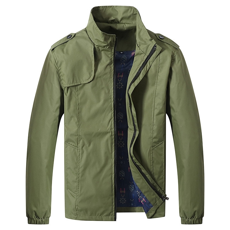 

2021 autumn new casual stand collar men's coat sports jacket, Khaki