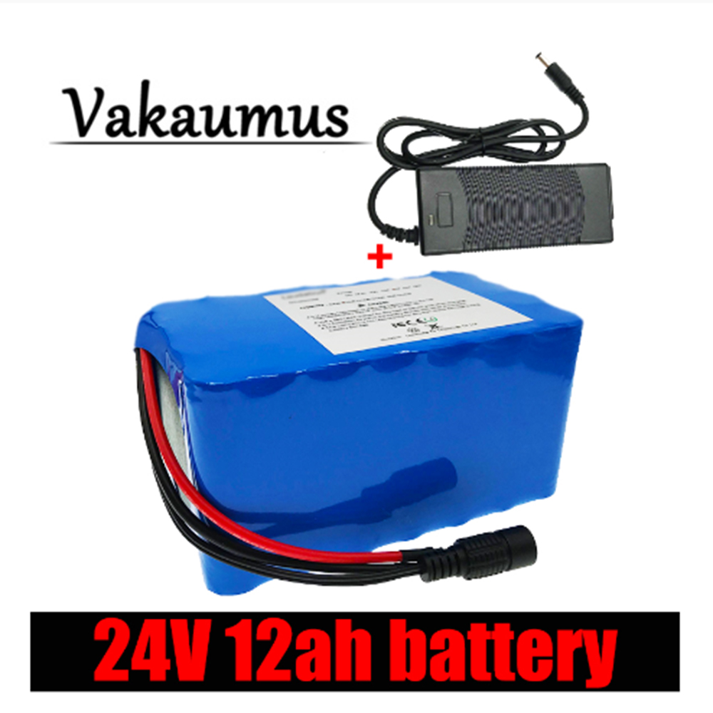 

24V 12AH Electric Bicycle Lithium Battery 18650 Pack For Scooter Motor Less Than 350W With 15A BMS And 29.4V 2A Charger