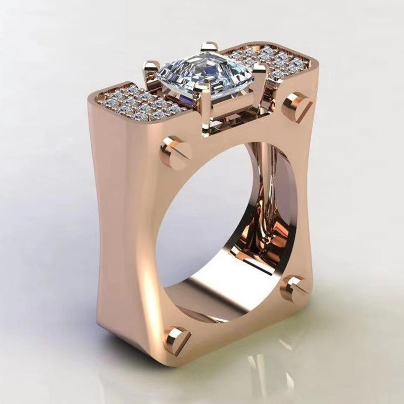 

Wedding Rings Milangirl Geometric Square Ring With Shiny Zircon Birthday Party Jewelry Male And Female
