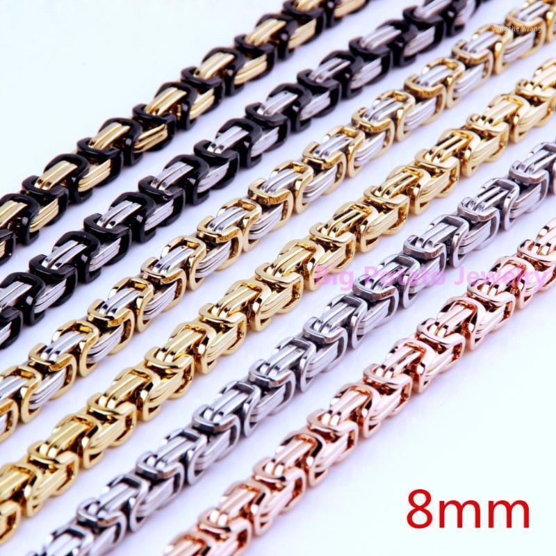 

7-40inch Personality Men's Jewelry 316L Stainless Steel 8mm Multiple Colour Choose Byzantine Cuba Link Chain Nacklace/Bracelet Chains
