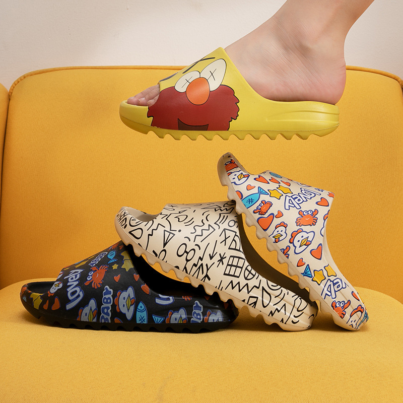

2022 Summer Slides Men Shoes Slippers Indoor House Flip Flops Graffiti Casual Beach EVA Quality Cartoon Shoes Soft Home, Fires