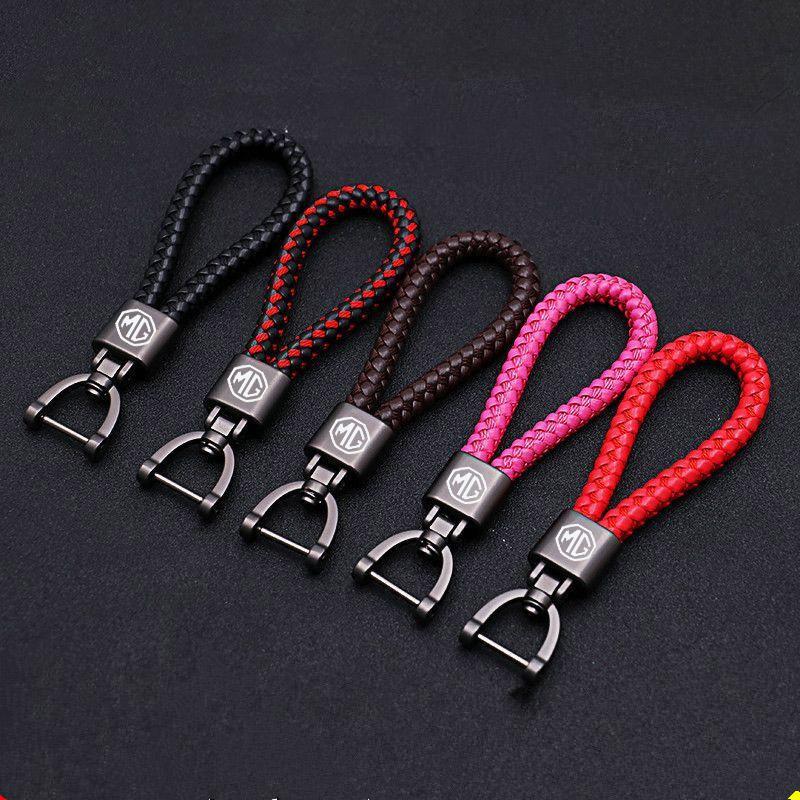 

Keychains 1Pcs Car Keychain Leather Alloy Quality Auto Keyring For Morris Garages MG 6 3 5 7 TF ZR ZS HS GS GT 350 550 RX5 RX8 Hector