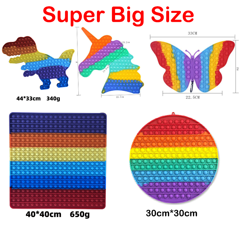 

30/40/50cm Push Bubbles Fidget Toy Rainbow Square Butterfly Antistress Toys For Adult kids Funny Relief Stress Desktop Game