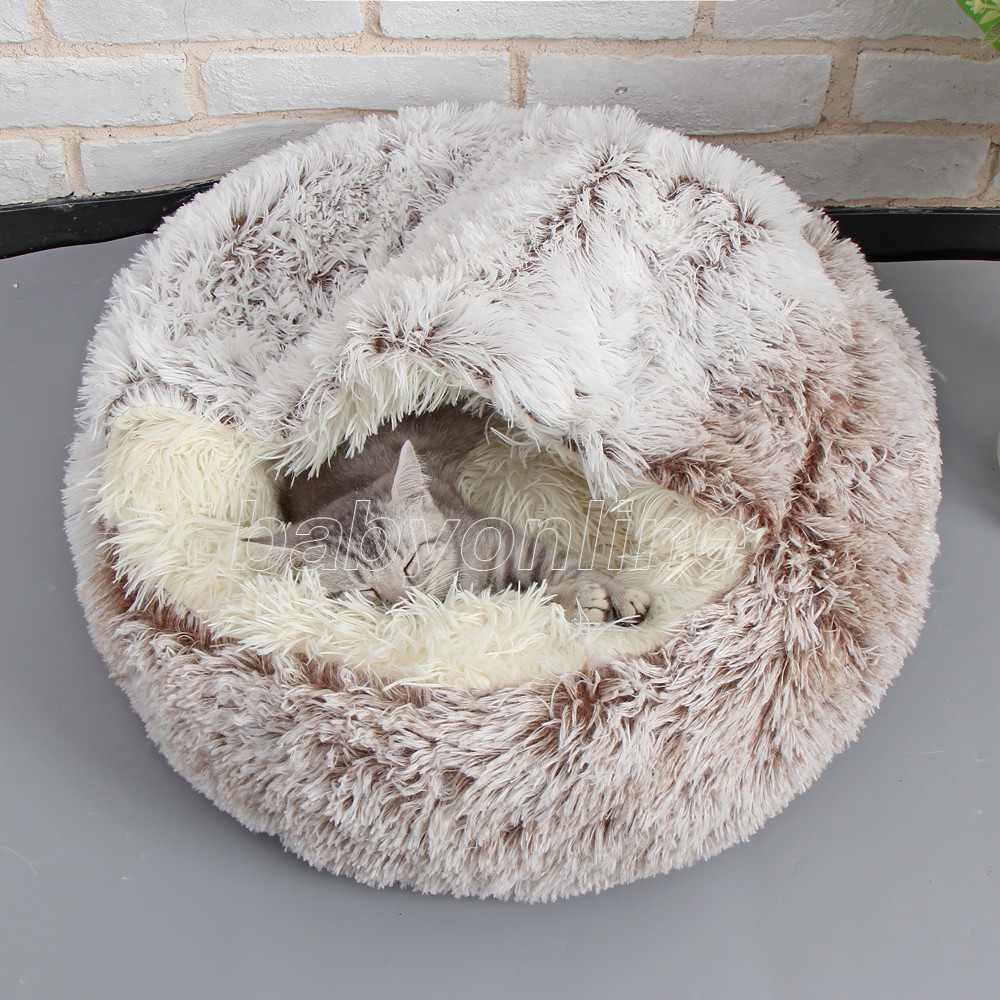 

Cat Beds & Furniture Plush Pet Dog Bed House Warm Round Kitten Semi-Enclosed Winter Nest Kennel Cats Sofa Mat Basket Sleeping Bag HDW0001